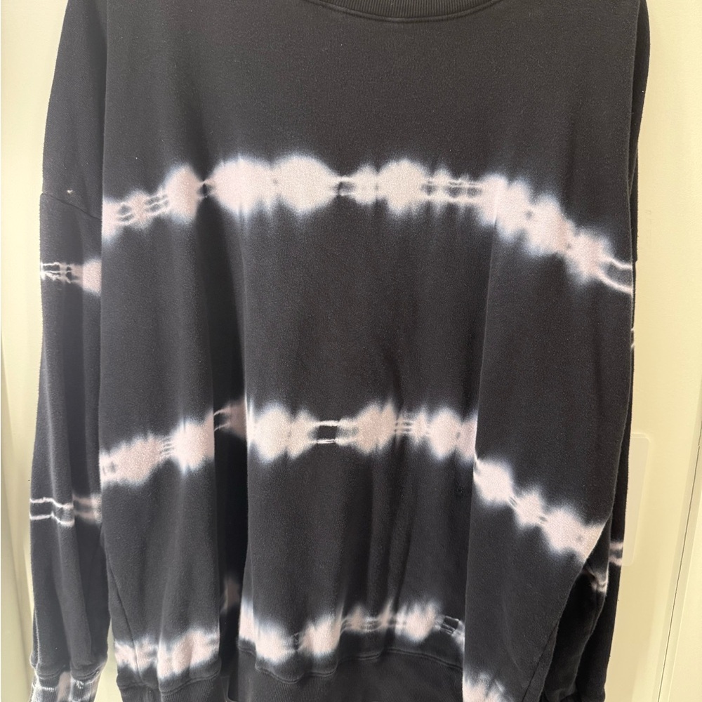 Wildfox Black and White Tie-Dye Crewneck Sweater